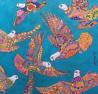 Aayesha Noor, 24 x 24 Inch, Oil on Canvas, Birds Painting, AC-AYNR-018